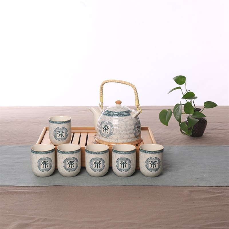 餐厅酒店陶瓷家用茶具套装瓷器提梁壶茶杯套装提梁壶茶具套装礼品