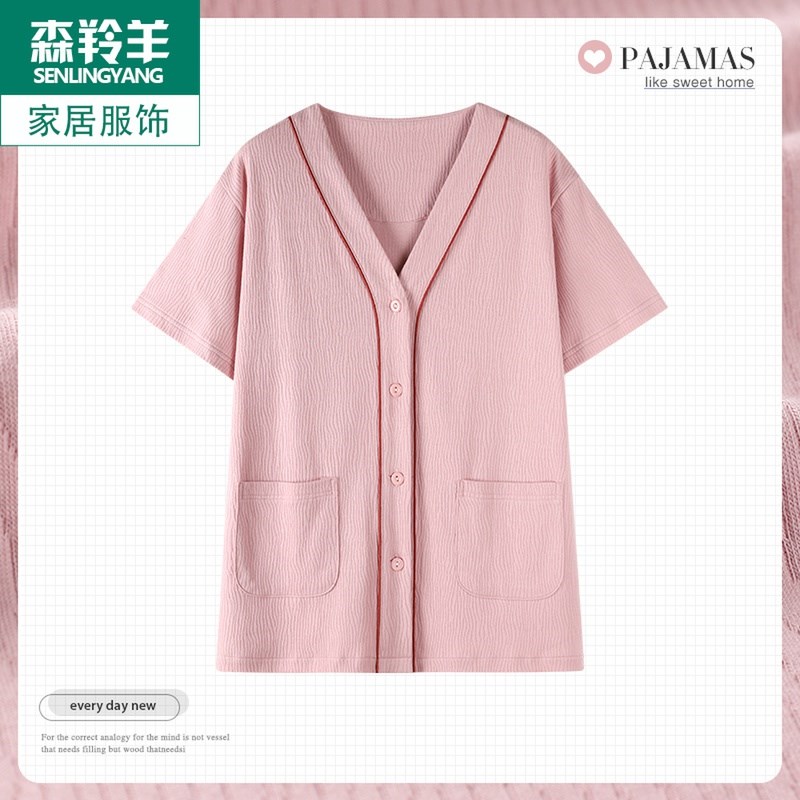 上衣单件t恤女士薄款睡衣夏季薄款纯棉家居服宽松全棉短袖居家服