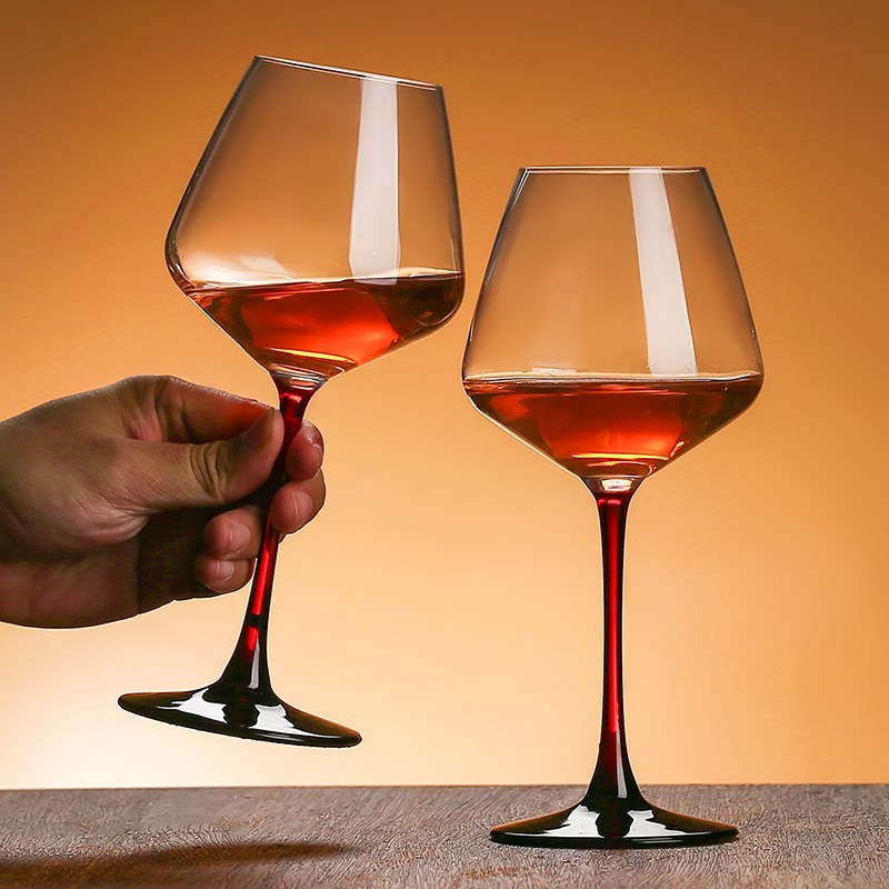红杆高脚红酒杯大号勃艮第杯家用套装网红水晶玻璃杯大肚葡萄酒杯