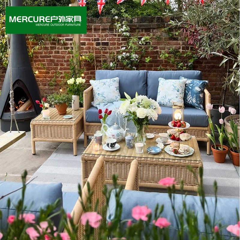 户外沙发庭院露台花园室外售楼部阳台茶几休闲家具组合藤编防水