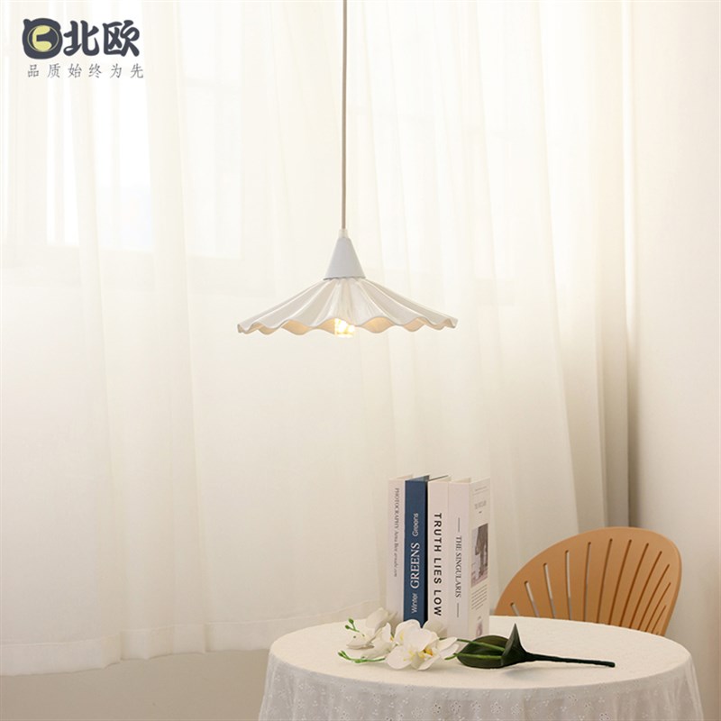 法式简约奶油风卧室床头小吊灯铀面陶瓷灯罩美式意式门厅餐厅灯具