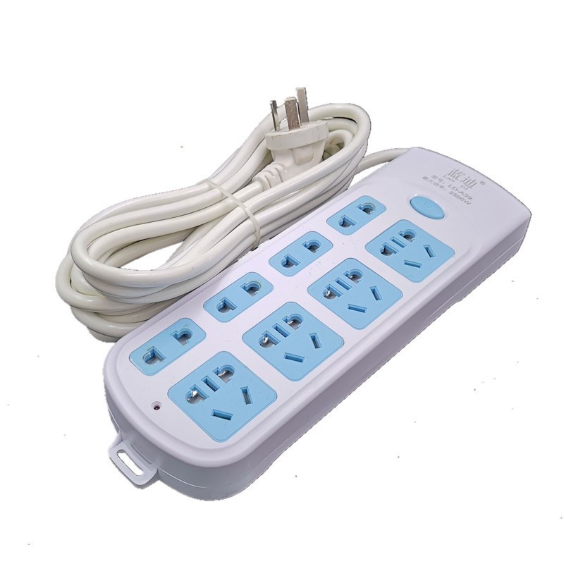 家用多功能接线板8位多孔电源转换器2米5米10米插排独立开关插座