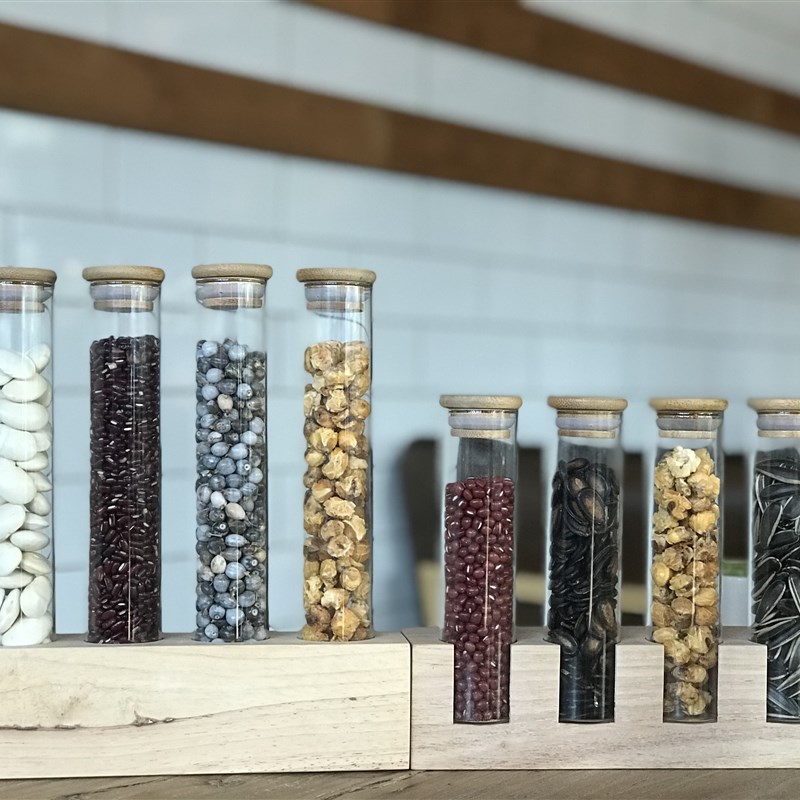 咖啡店玻璃储物罐展示罐试管架奶茶店陈列架厨房储物装饰架
