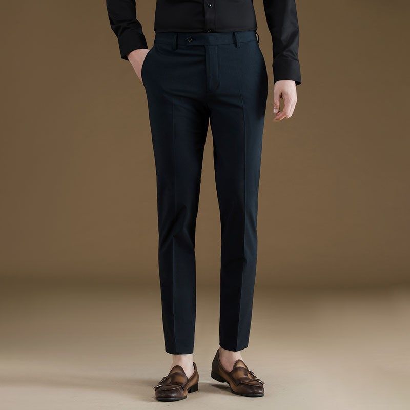 POWO西裤男商务正装修身直筒裤子灰色免烫职业西服裤微弹休闲薄款