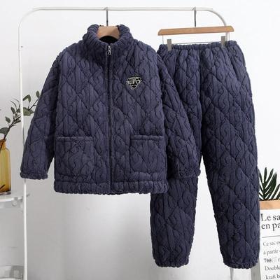 防冷绒睡衣可外穿居家服三层夹棉保温棉袄加厚男士棉睡衣耐脏套装