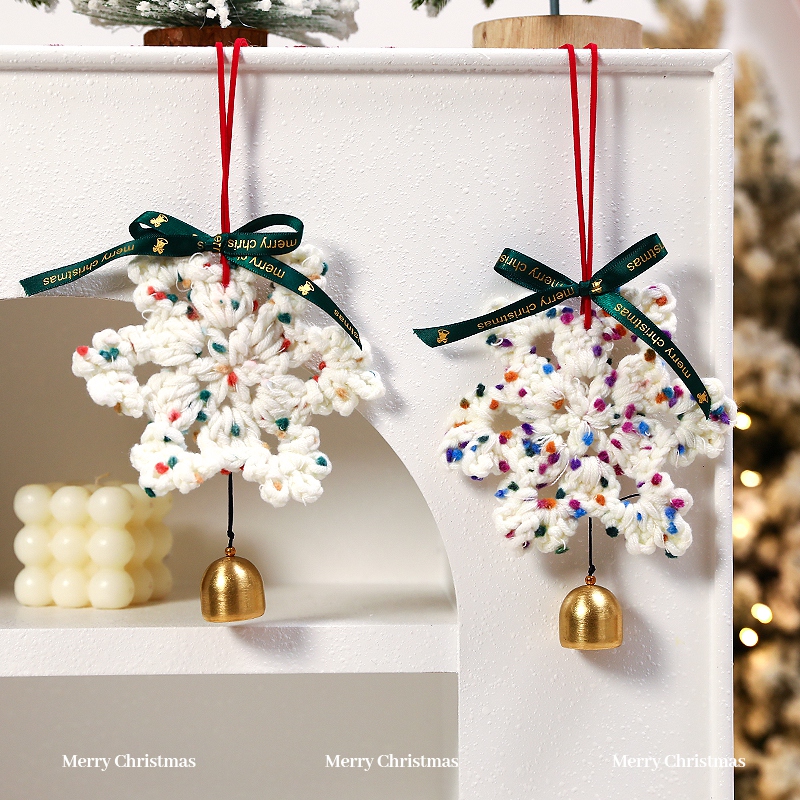 圣诞节装饰品雪花编织小挂件