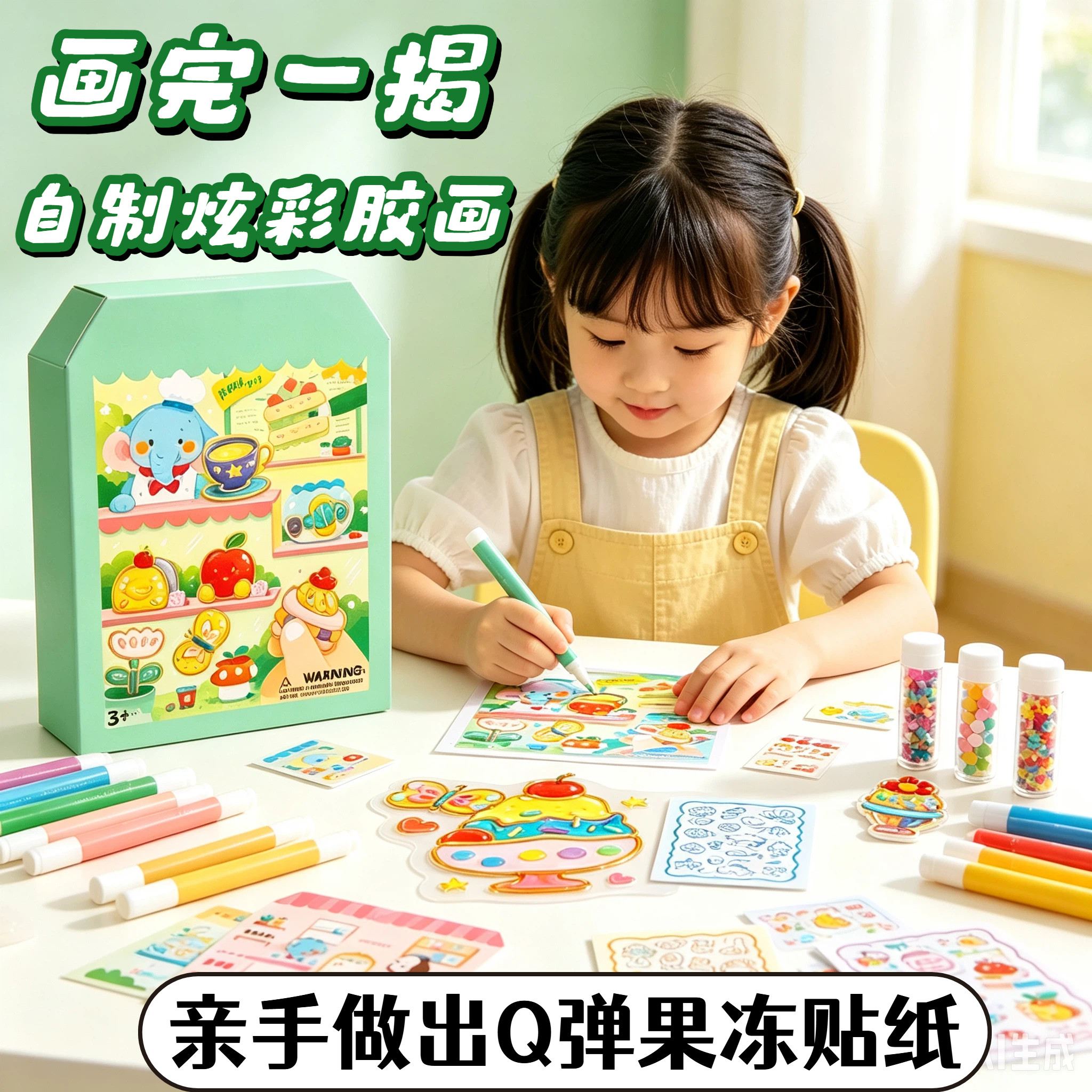 儿童免烤胶画diy涂鸦画画玩具图片