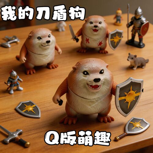 我的刀盾模型手办Q版桌面摆件