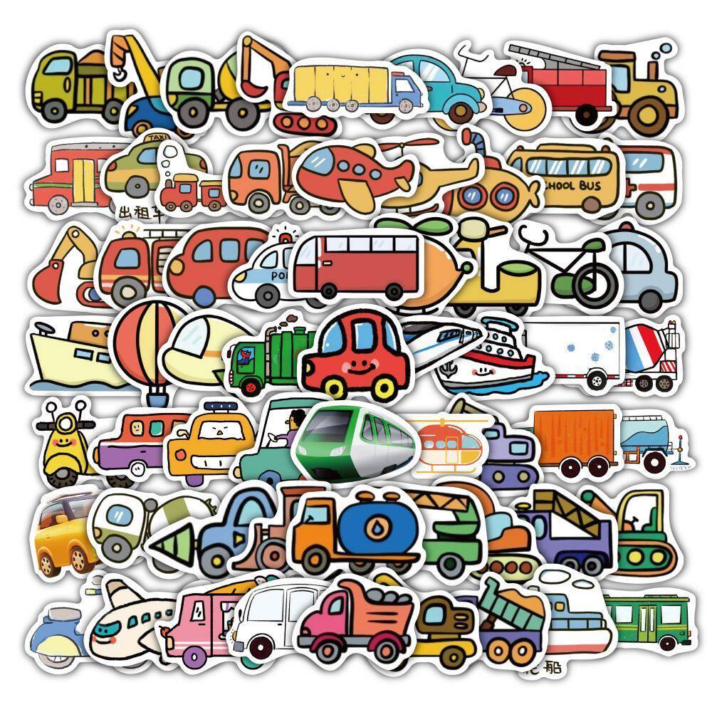 240贴交通工具贴纸卡通汽车轮船消防车儿童装饰手账DIY防水小贴