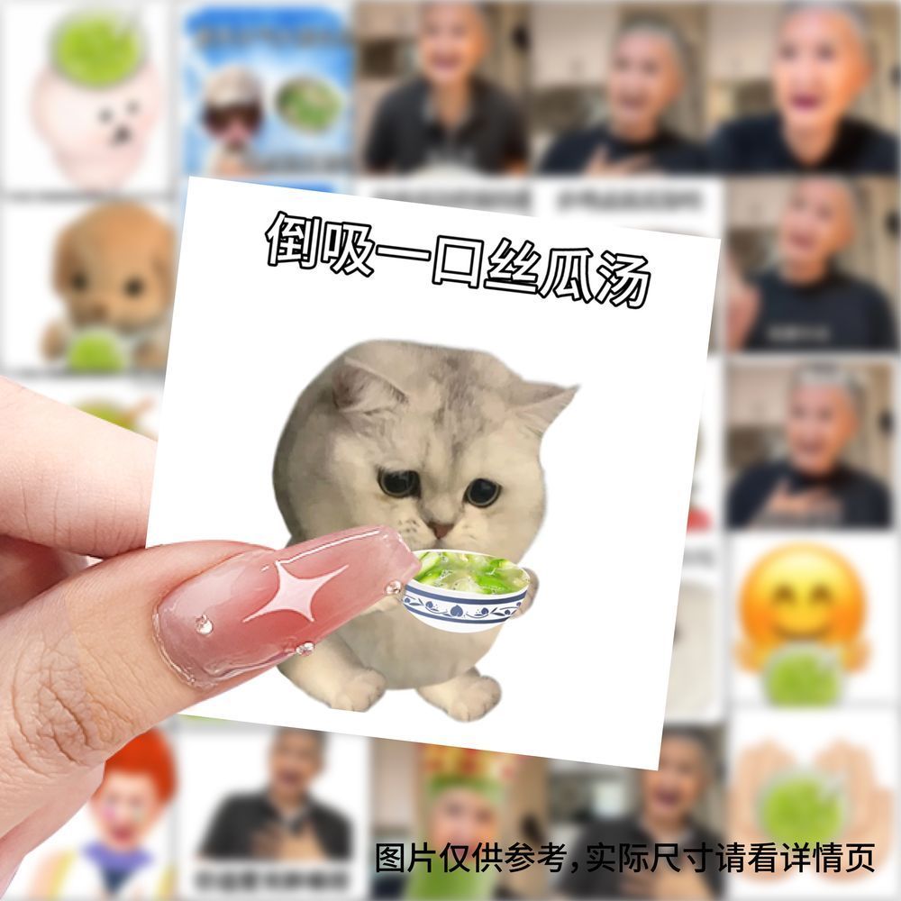 177张丝瓜汤梗图贴纸搞笑抽象沙雕表情包手机手账diy装饰贴画防水