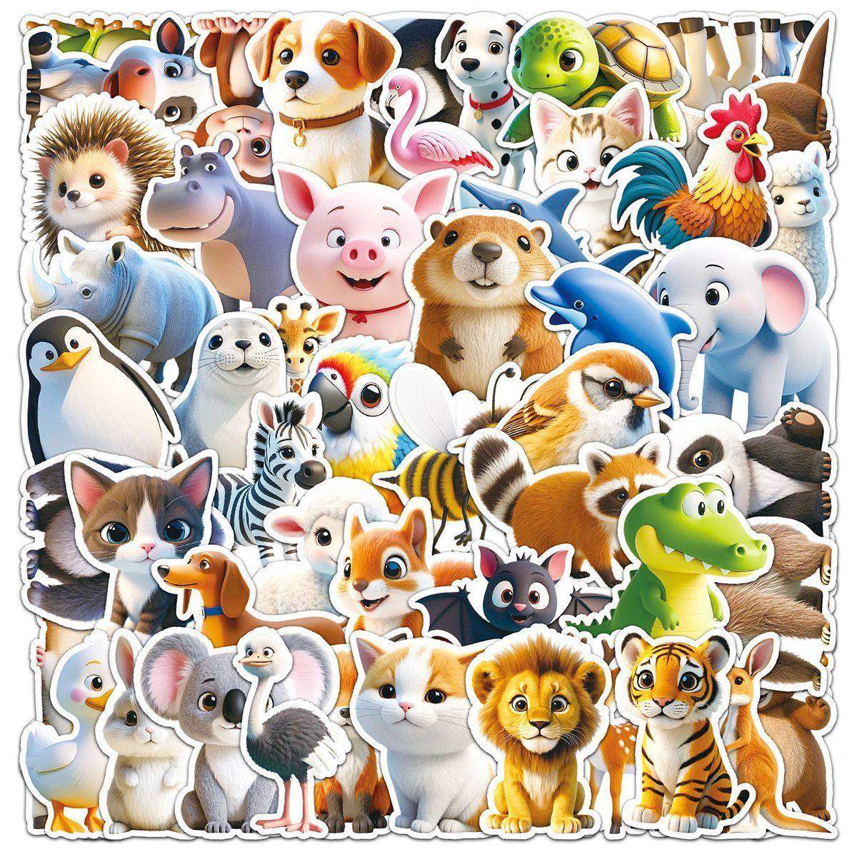 110张3D动物贴纸青蛙企鹅小猫小狗兔子可爱卡通图案diy装饰手账贴,文具电教/文化用品/商务用品,贴纸/立体贴纸,淘宝优惠券,粉丝福利购,淘宝优惠卷