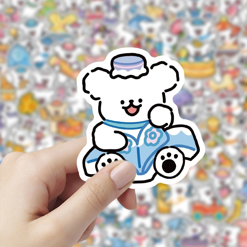 206张超萌可爱线条小狗贴纸创意卡通可爱diy手账装饰素材贴画