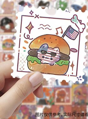 200张CH邮票贴纸卡通动漫创意可爱小猫手账装饰手机diy笔记本贴画