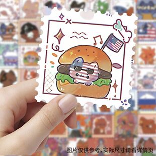 200张CH邮票贴纸卡通动漫创意可爱小猫手账装饰手机diy笔记本贴画