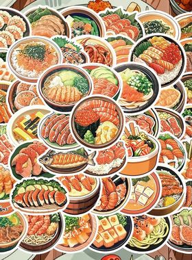 卡通写实食物贴纸可爱insdiy美食创意防水手机手账装饰贴画