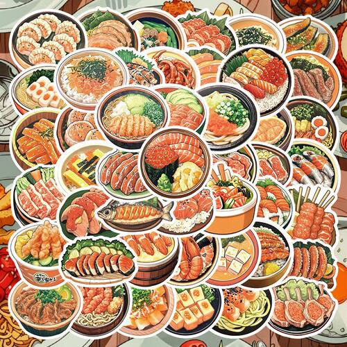 卡通写实食物贴纸可爱insdiy美食创意防水手机手账装饰贴画
