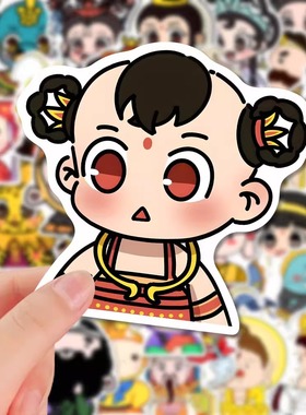 114张名著西游记Q版贴纸猪八戒孙悟空手账素材自粘贴手机壳贴画