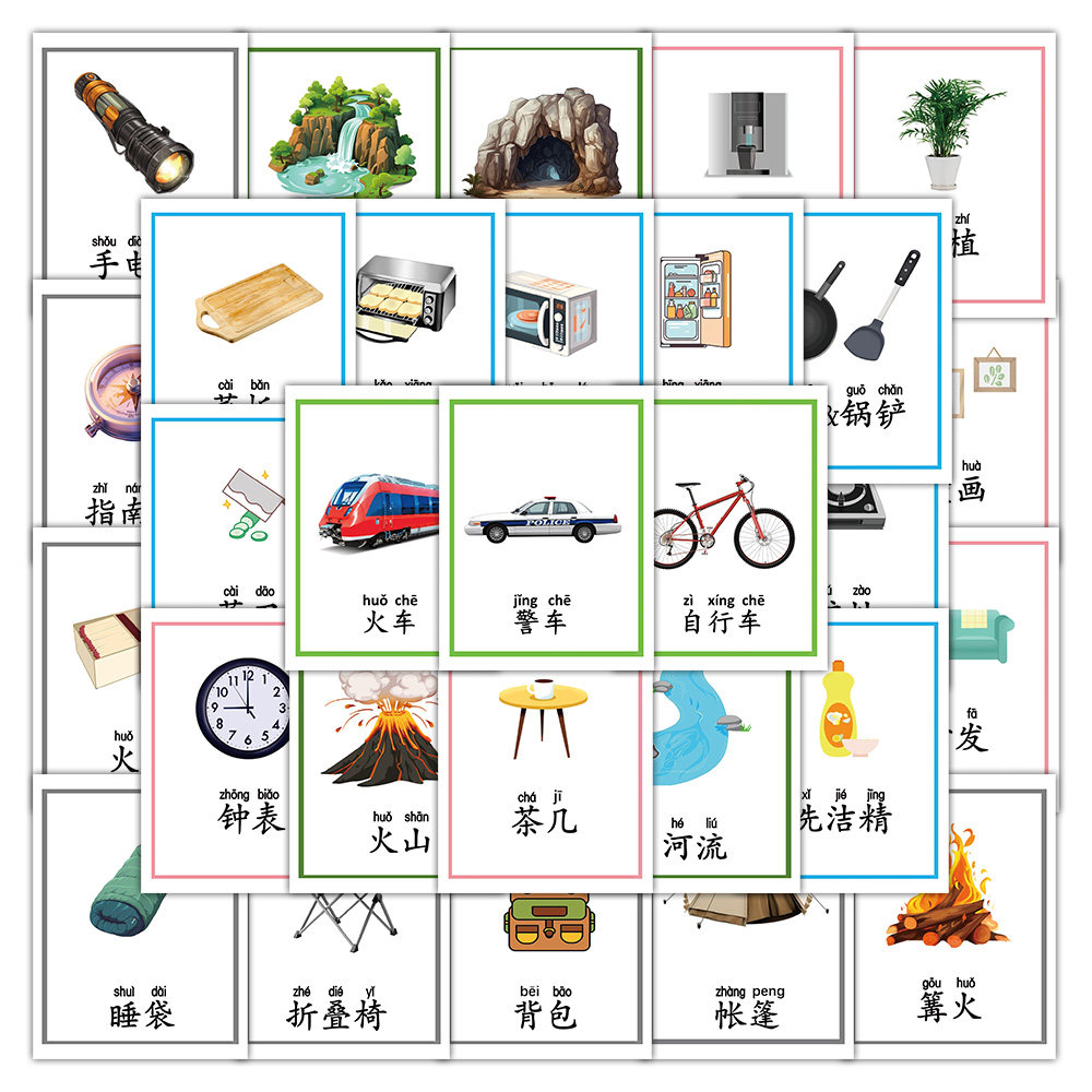 114张儿童看图识字贴纸早教启蒙