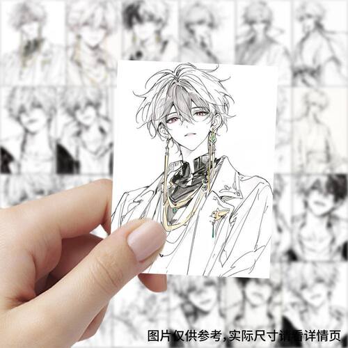 252张古风小说男主脸线稿贴纸