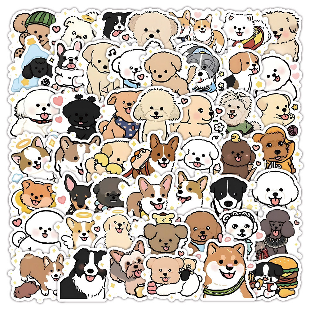72张呆萌小修狗卡通可爱小动物贴纸桌面装饰电脑平板水杯防水手账,3C数码配件,笔记本个性小贴纸,淘宝优惠券,粉丝福利购,淘宝优惠卷