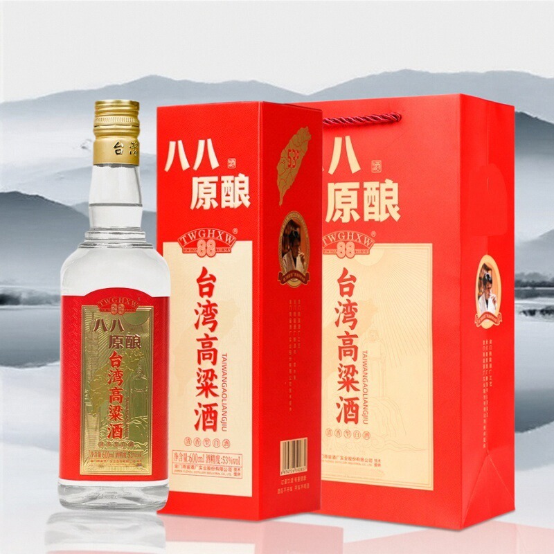 新款八八原酿53度清香型白酒纯粮食台湾高粱酒整箱送礼600ml/盒装
