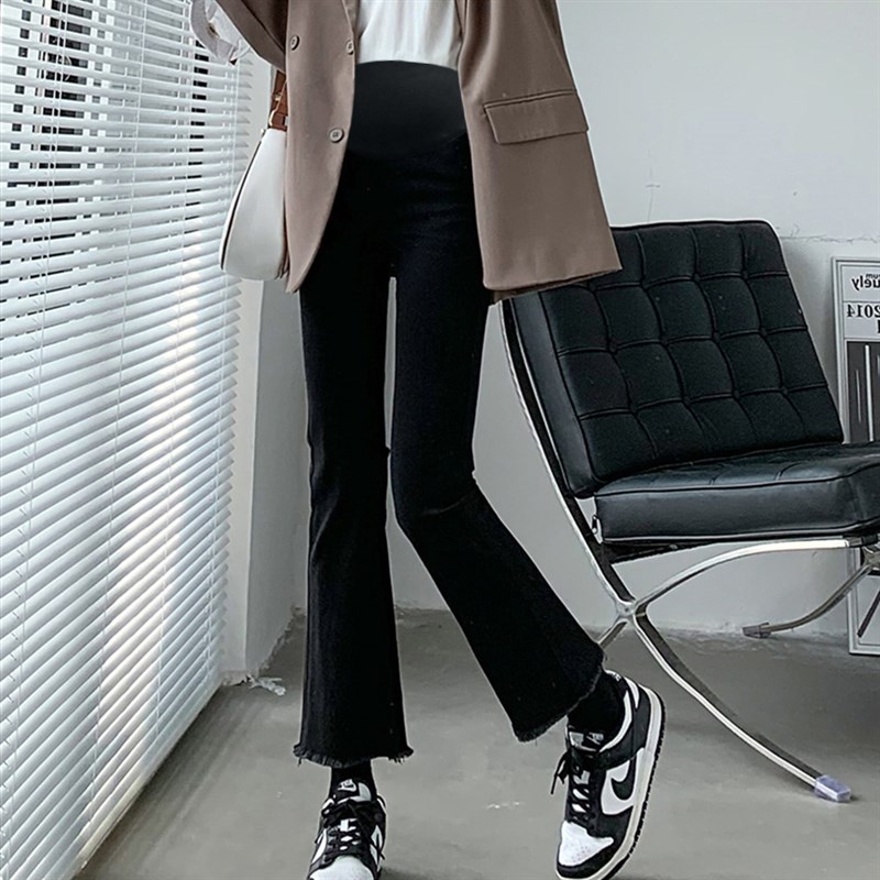 孕妇裤子春夏外穿小个子微喇叭裤牛仔裤夏装2025新款孕早期打底裤