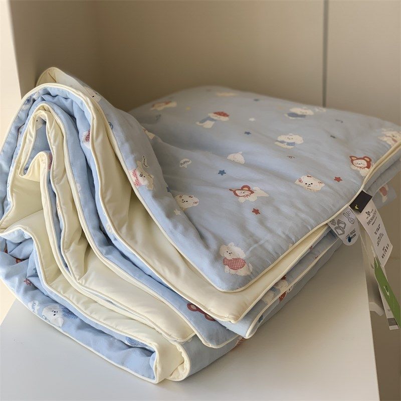 韩国大鹅A类双层纱凉感夏被1.5米儿童被子可水洗2m双人冰凉空调被
