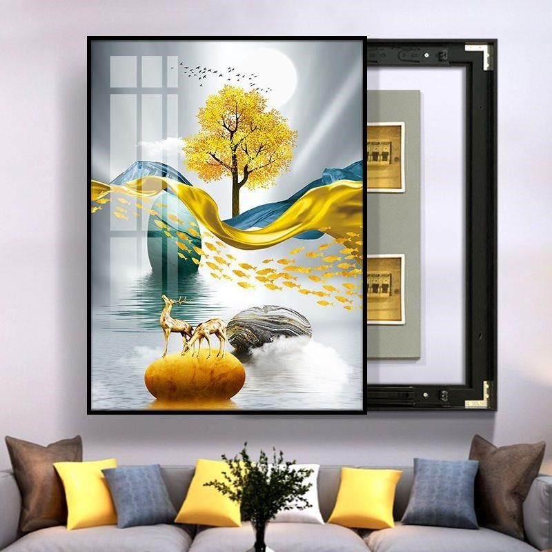 竖版款电表箱装饰画新款免打孔现代简约客厅挂画开关配电箱遮挡画