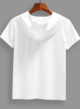 连帽短袖pT恤女带帽薄夏