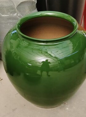 绿色落地大号插花绿植陶罐会所酒店样板间花瓶摆件软W装饰罐子大