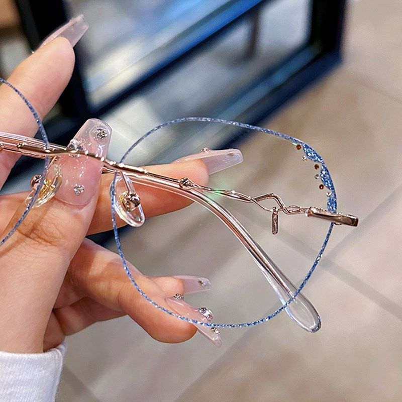 无框眼镜女近视可配度数古风海棠防蓝光变色平光无边框显脸小丹阳,ZIPPO/瑞士军刀/眼镜,定制成品光学镜,淘宝优惠券,粉丝福利购,淘宝优惠卷