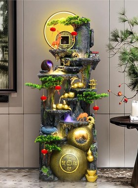 落地假山流水喷泉客厅玄关办公室鱼池造景加湿器摆件乔迁开业送礼