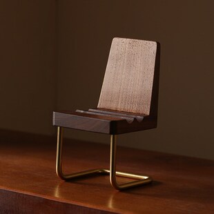 手机支架小凳子实木网红创意椅子平板座桌面摆件S凳子木质板凳支