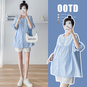 连衣裙孕妈春夏季 娃娃衫 上衣孕妇白色衬衫 孕妇衬衫 职业工装 夏宽松