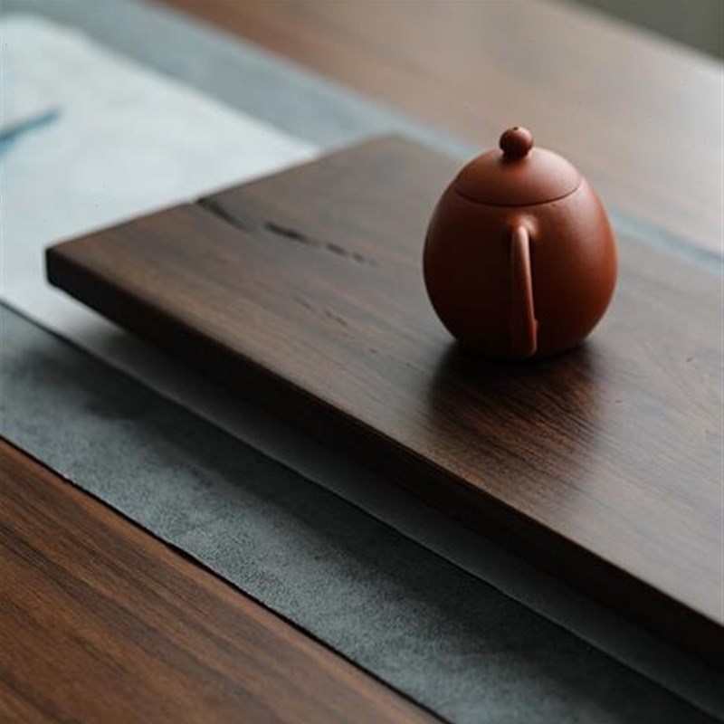 热道茶盘实木黑檀木整块原木茶盘家用泡茶台自然简约大号实木茶盘