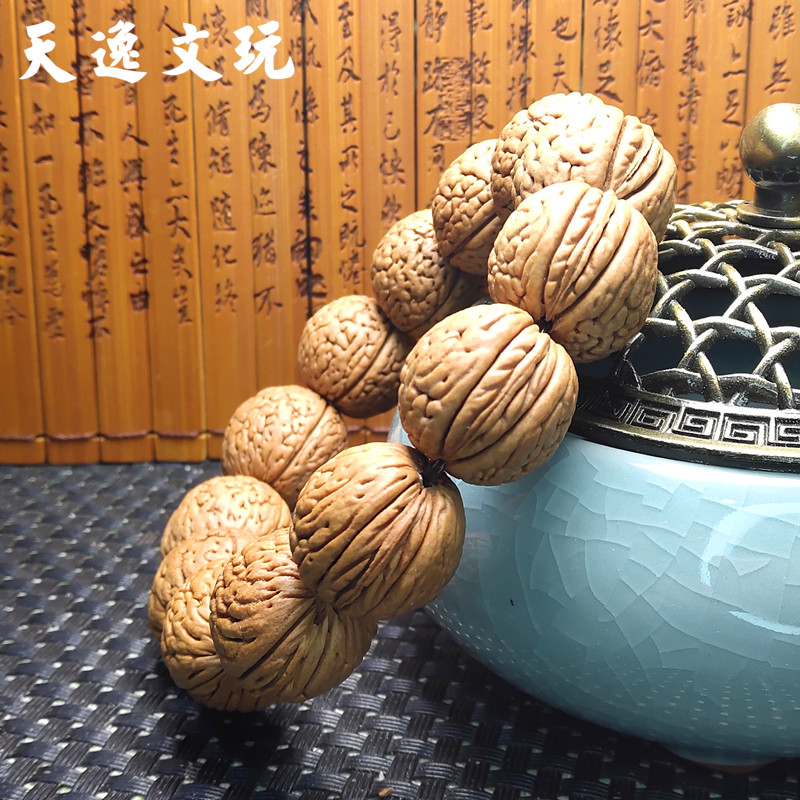 柳叶脐桃核手串脑纹天然文玩成人配饰佛珠念珠手把件把玩精品桃胡