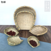 手工竹编家用馍筐馒头篮竹簸箕洗菜沥水筲箕竹制品装 饰摆件竹筛子