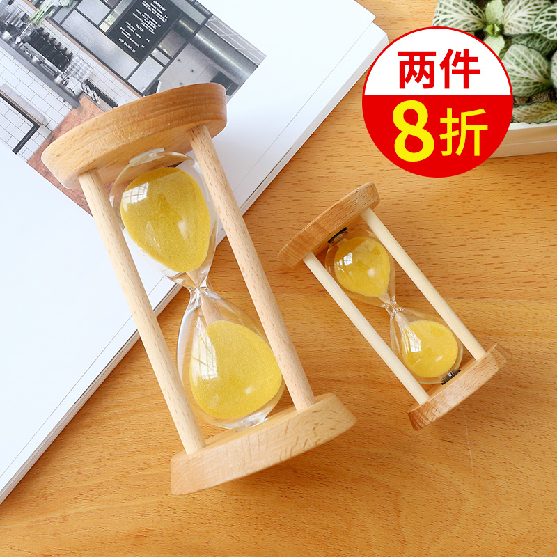沙漏计时器儿童3分钟10时间15半一小时小摆件30流沙漏斗5防摔一套