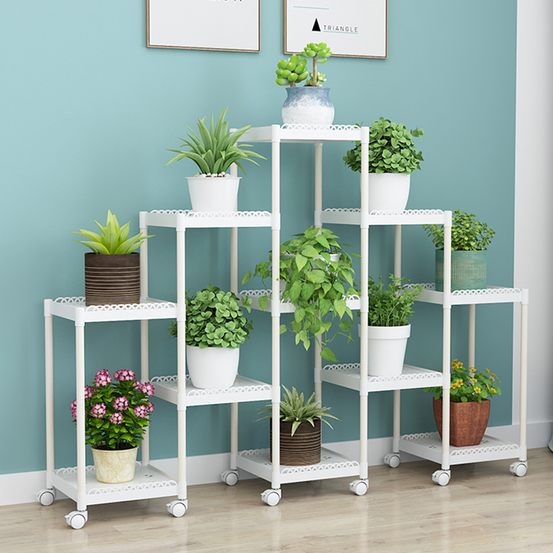 花架子多层室内可移动带轮阳台花架绿萝多肉花盆架塑料飘窗置物架