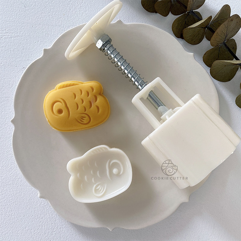 63g年年有鱼月饼模具手压式家用做绿豆糕点压花模型印具冰皮烘焙