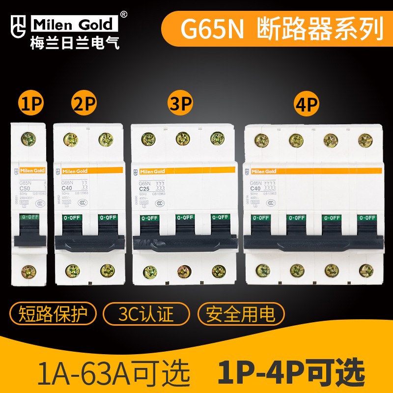 天津梅兰日兰电气G65N空气开关小型断路器1P2P3P4P