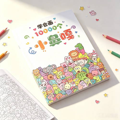 学会画10000个系列小鼻嘎摸鱼简笔画儿童绘画本成人休闲解闷玩具
