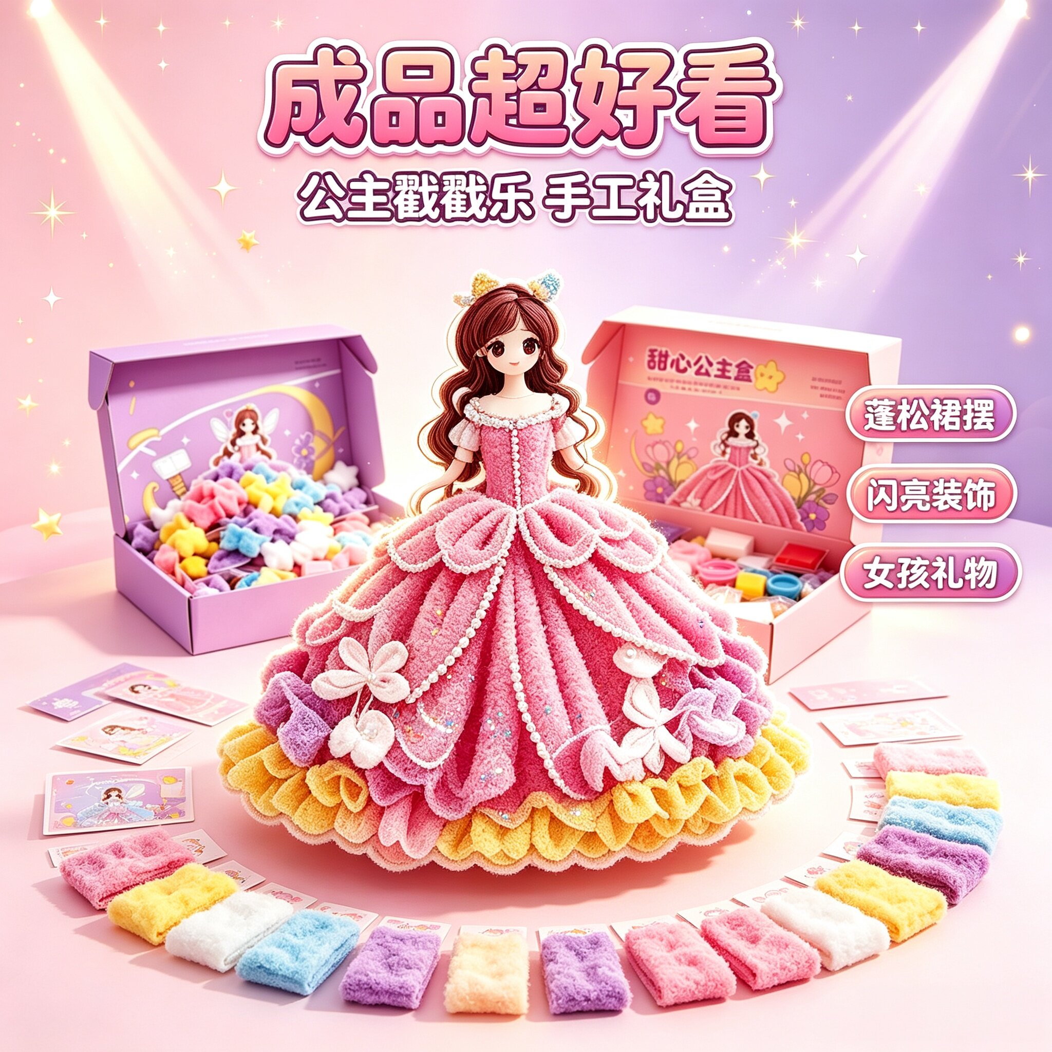 新款公主戳戳乐女孩手工戳戳画自定义diy材料包换装贴纸惊喜礼物