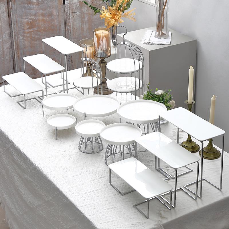 轻奢陶瓷甜品台展示架户外婚庆订婚蛋糕点心托盘糕点摆台婚礼布置