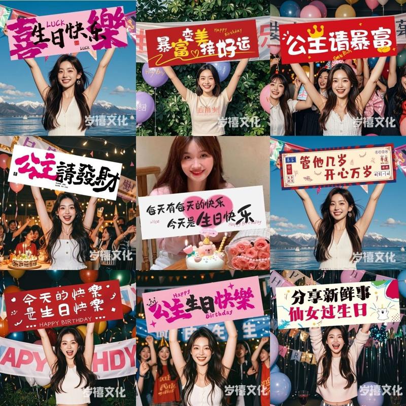 生日快乐横幅氛围拍照条幅道具手持横幅仪式感男女孩装饰场景布置