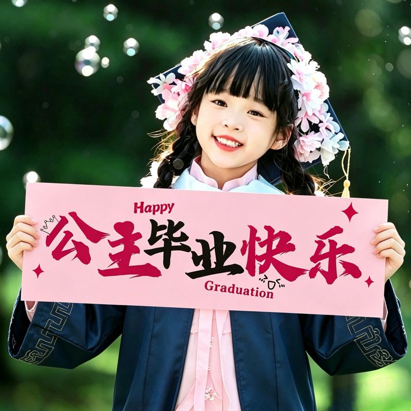 校园毕业季手持小横幅拍照打卡留恋合影大学高中幼儿园小学仪式感