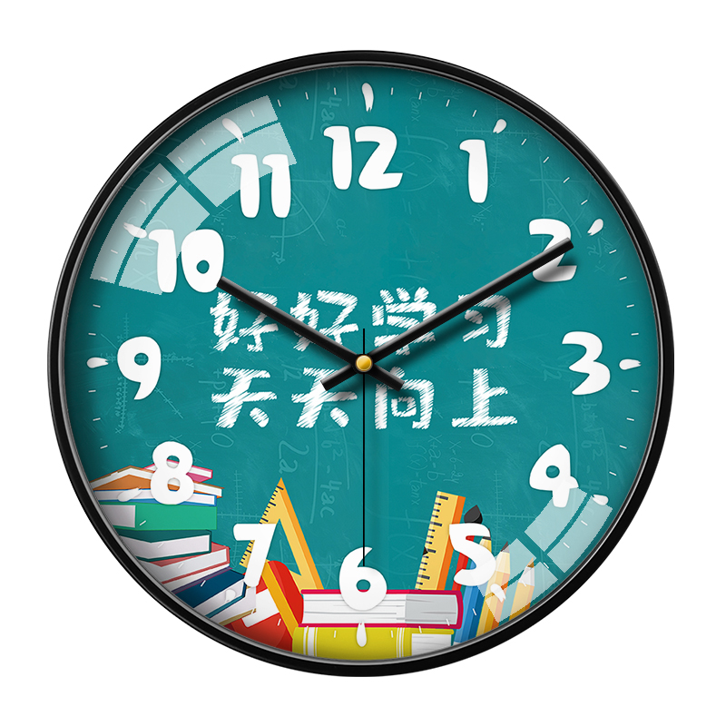学生教室励志挂钟创意静音学校班级墙面时钟家用现代钟表个性挂墙