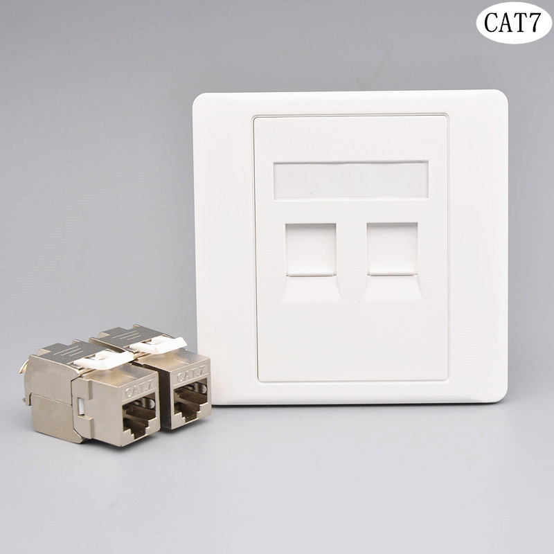 口七类网线插座万兆网线CT7电脑插口2个网插屏蔽模块网络