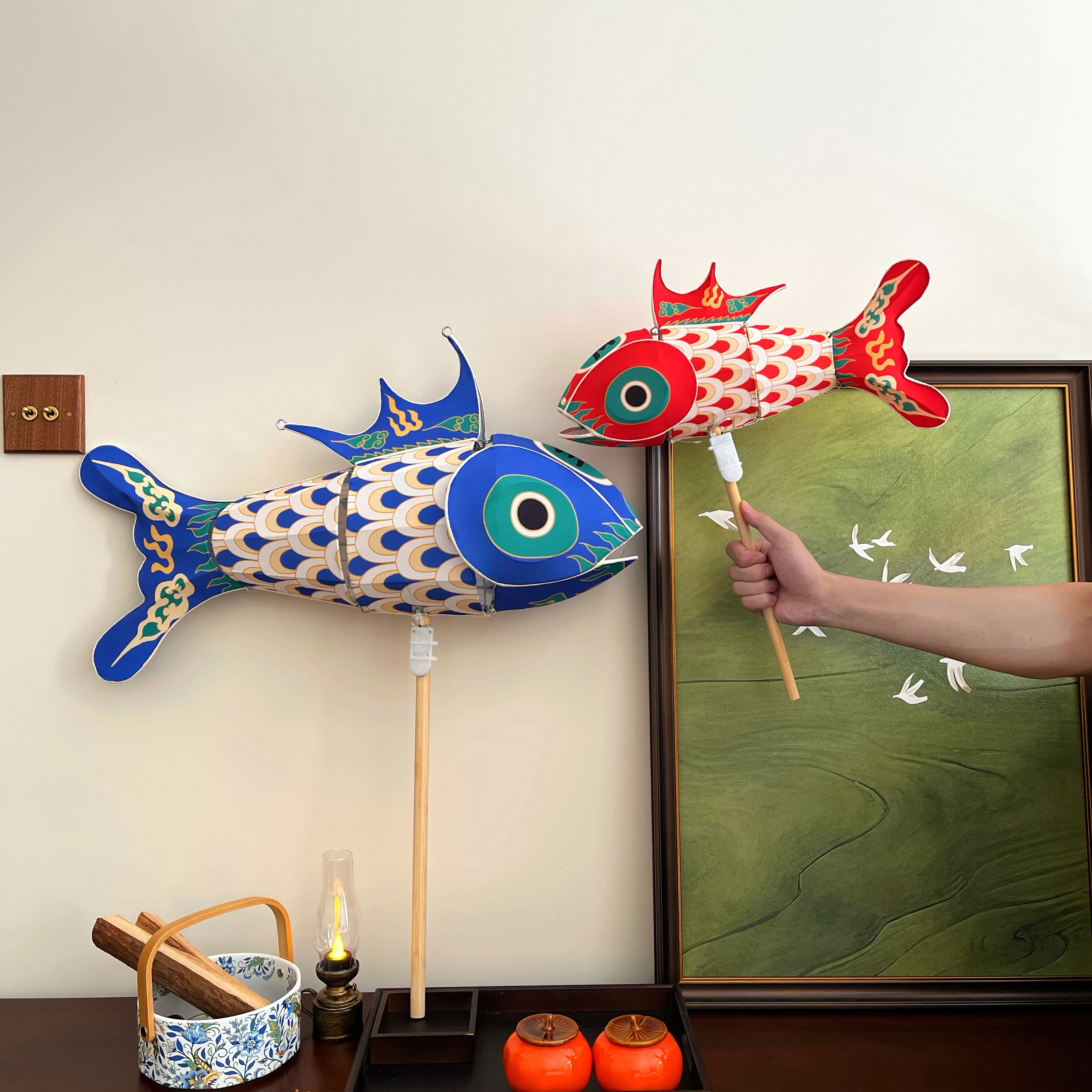 瞻淇鱼灯徽州非遗成品手持锦鲤汉服摄影舞蹈表演巡游道具灯笼花灯