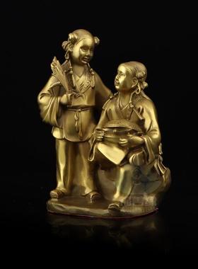 纯铜和合二圣摆件新婚卧室婚房装饰品夫妻结婚礼物婚庆婚礼工艺品